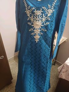 Elegant Blue Kurta with Intricate Embroidery