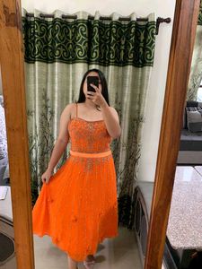 Stunning Orange Embellished Gown