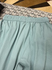 Light Blue Textured Palazzo Pants