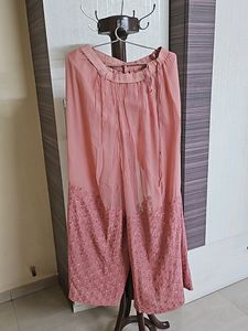 Pink Kurta With Plazzo And Dupatta