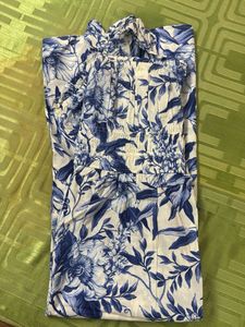 Blue Floral Off-Shoulder Dress