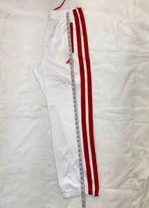 Adidas White Track Pants with Red Stripes