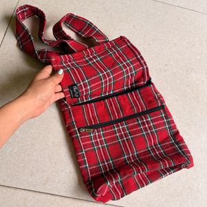 Handmade Red Checkered Bag