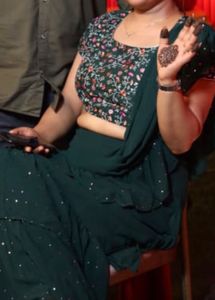 Elegant Emerald Green ready to wear SareeBlouse