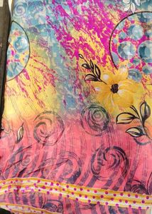 Vibrant Floral Print Saree