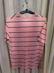 Pink Striped T-Shirt with Bear Patch