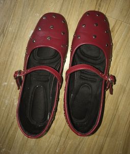 Red Mary Jane Flats