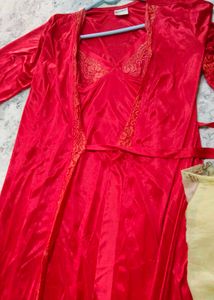 Red Satin two piece nighty