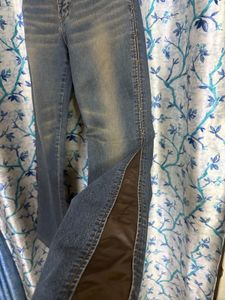 Vintage Flare Jeans with grommets and leather Pane