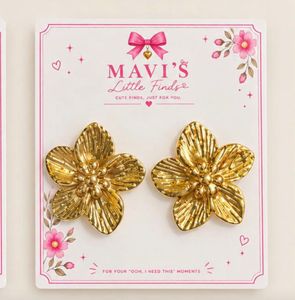 Golden Flower Stud Earrings