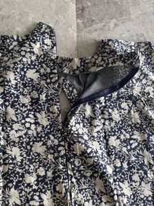 Floral Print Tunic Dress With Mandarin Collar