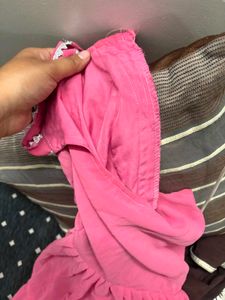 Pink flowy kurta with embroided dupatta