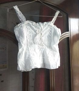URBANIC White Lace Cotton Cami Top