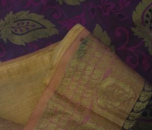 Magenta and yellow kanchi pattu Saree