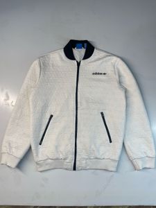 Adidas White Textured Bomber Jacket