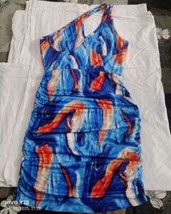 Stylish Blue One-Shoulder Dress