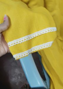 Vibrant Yellow Kurta with White Embroidery