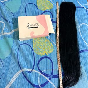 one 24 inch black silky 2 clip hair extention