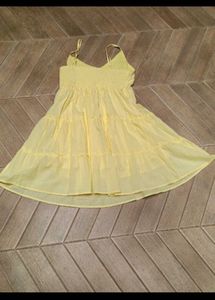 Chic Yellow Tiered Mini Dress