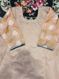 Elegant Pink Kurta with Blue Dupatta