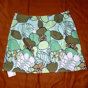 Floral Green Mini Skirt
