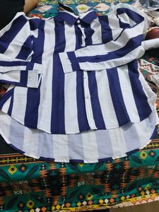 Blue &amp; White Striped Button-Up Shirt