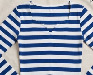 Blue &amp; White Striped Cropped Top