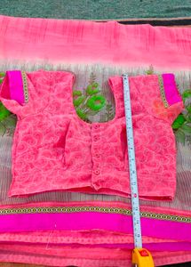 Pink Floral Saree with Blouse