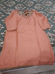 Peach Embroidered Kurta Set
