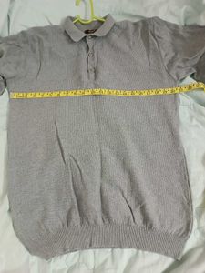 Men's Grey Long Sleeve Polo Sweater