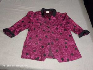 Sparkly Pink Polka Dot Button-Up Top