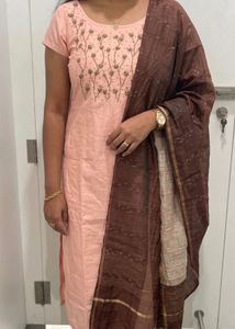 Peach Embroidered Kurta set