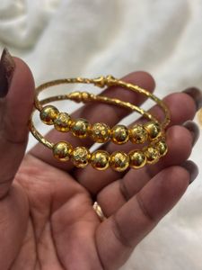Elegant Gold Beaded Bangles
