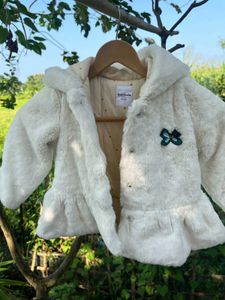 Cream Faux Fur Hooded Jacket