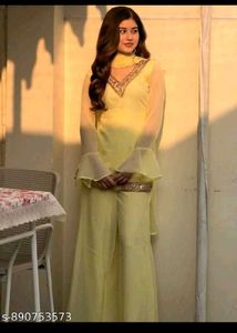 y2k Yellow Kurta Set with Palazzo Pants