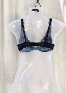 Lace Trimmed Black Bra