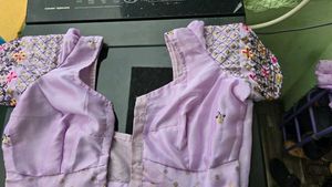 Lavender saree with stiched blouse