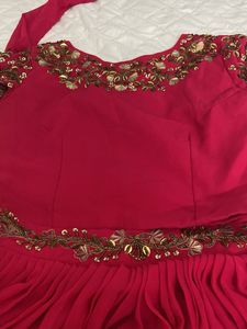 Pink Lehenga with Gold Embroidery