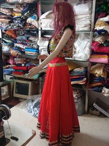Red Embroidered Lehenga Choli Garba