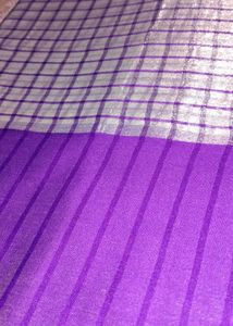 Blue &amp; Silver Plaid Saree