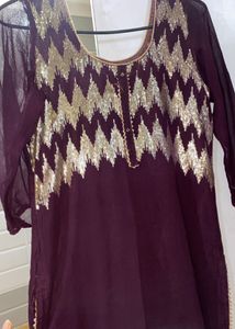 Geogrette Purple Colour Suit Pallazo