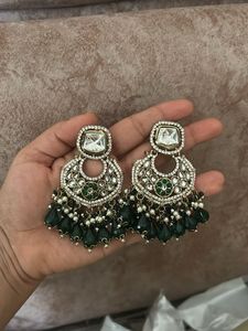 Emerald Green Kundan Earrings