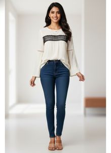 Elegant Cream Long Sleeve Blouse