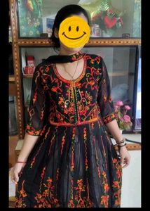 Beautiful Black Embroidered Ethnic Gown