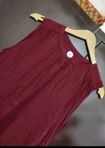 Burgundy Color Cut Sleeves Kurti For 32 Bust