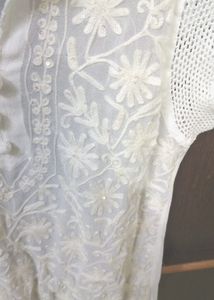 Elegant White Chikankari Kurta Top