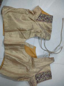 Purple cream Saree with Gold Embroidery