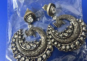 Peacock Silver Oxidised Earrings