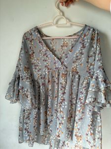Sheer Floral Print Blouse
