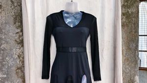 139. Chic Black Mesh Dress with Slits